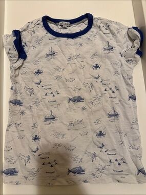 Art & Eden Kids White Short Sleeve Nautical Tee with Navy Trim